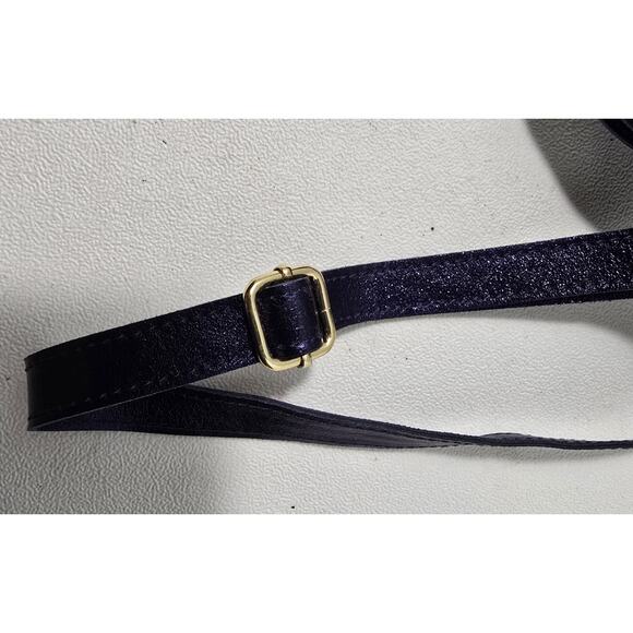 Tourance Italy Metallic Blue Genuine Leather Waist Pack Fanny Pack NWOT - Picture 5 of 8